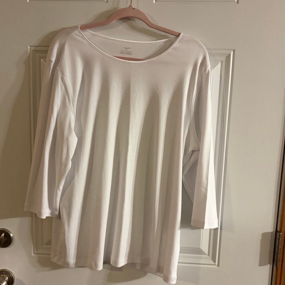 C.J. Banks Women’s 1X White 100% Cotton Blouse